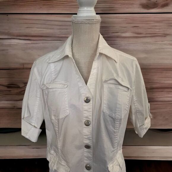 Dress Barn, Large, Elbow Sleeve Top or Lightweight Coat, Silver Accents & Snaps - Picture 5 of 8